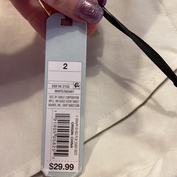 Prologue- white natural waist, wide leg crop pants with side pockets. - Picture 10 of 14